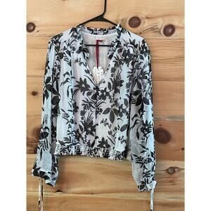NWT Standards & Practices Floral Blouse - White/Black - 2X